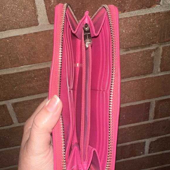 Coach Zip Around Accordion Long Wallet Signature Brown/Pink - Picture 8 of 8